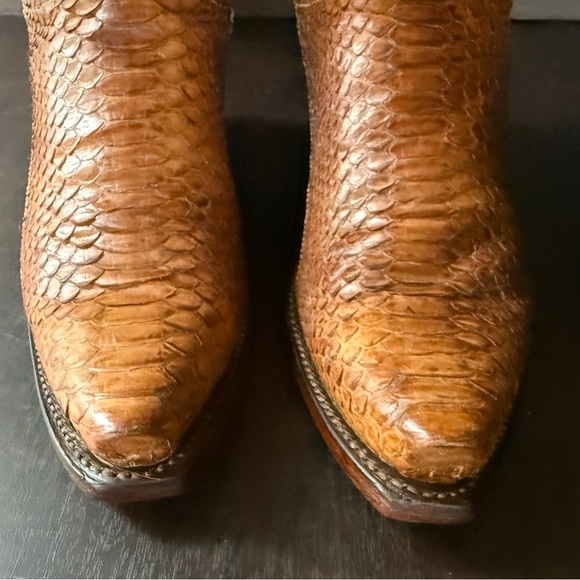 Lucchese Cognac Brown Python Snakeskin Leather Western Cowgirl Boot size 7 - Picture 11 of 14